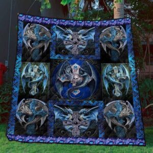 Blue Dragon Cross Quilt Blanket Yhn2  Quilt
